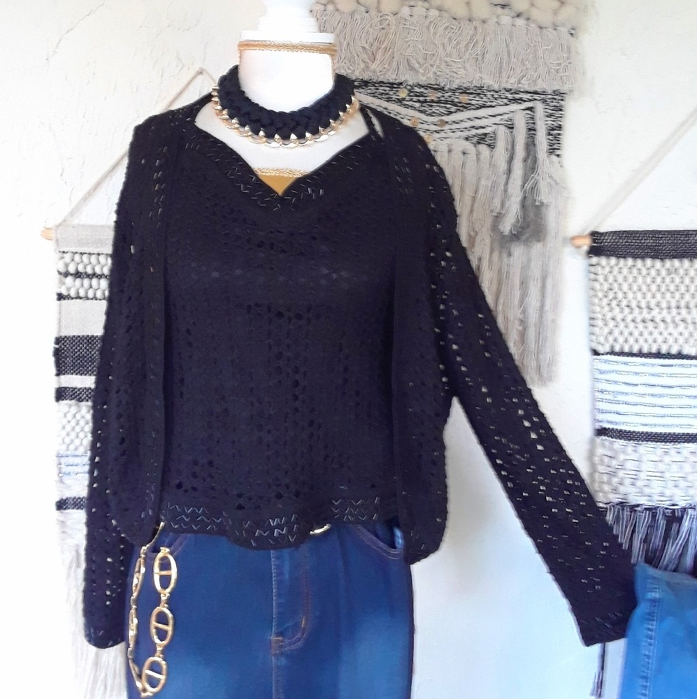 DStudio Set Beaded Crochet Top-Sweater🎀